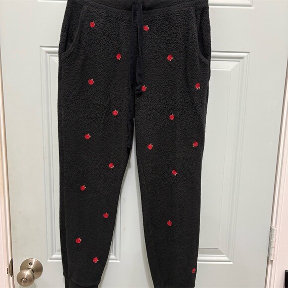 Victoria's Secret PINK Pants - Victoria's Secret PINK Jogger Sweatpants Womens M Black Red Rose Print